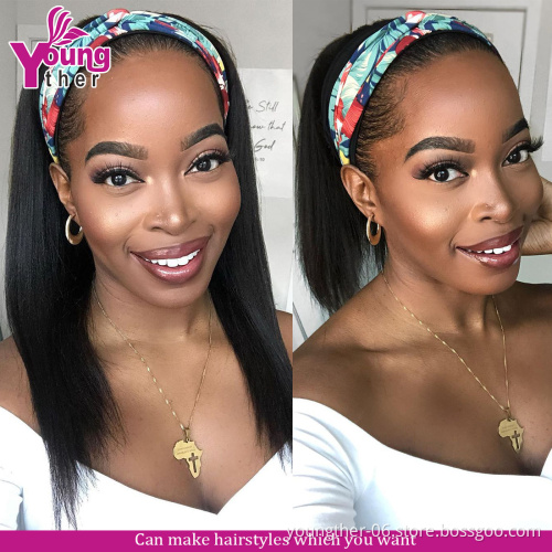 Long Wavy Headband Wigs Natural Part Side Hair Ombre Synthetic Wigs Platinum Wigs Heat Resistant for Women